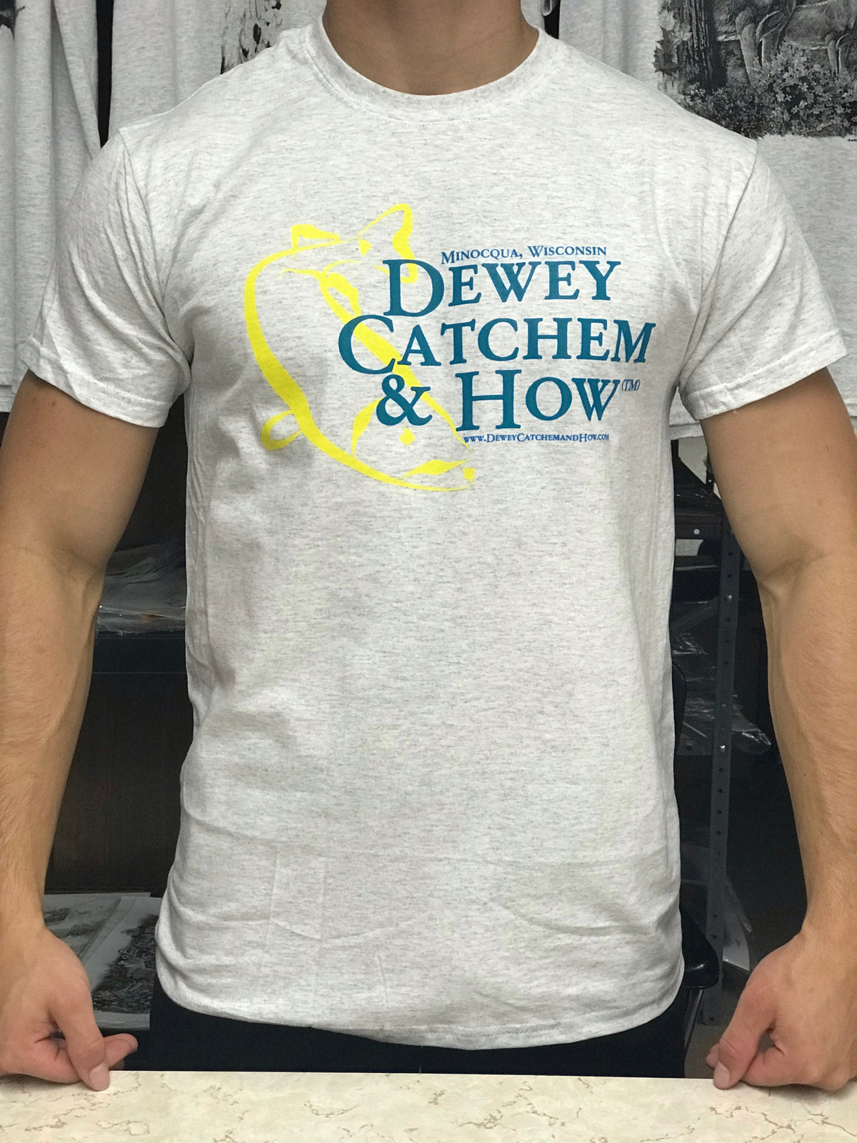 Dewey Catchem and How Logo T-shirt Ash Dewey Catchem & How at a Low Cost  Find Our Selection
